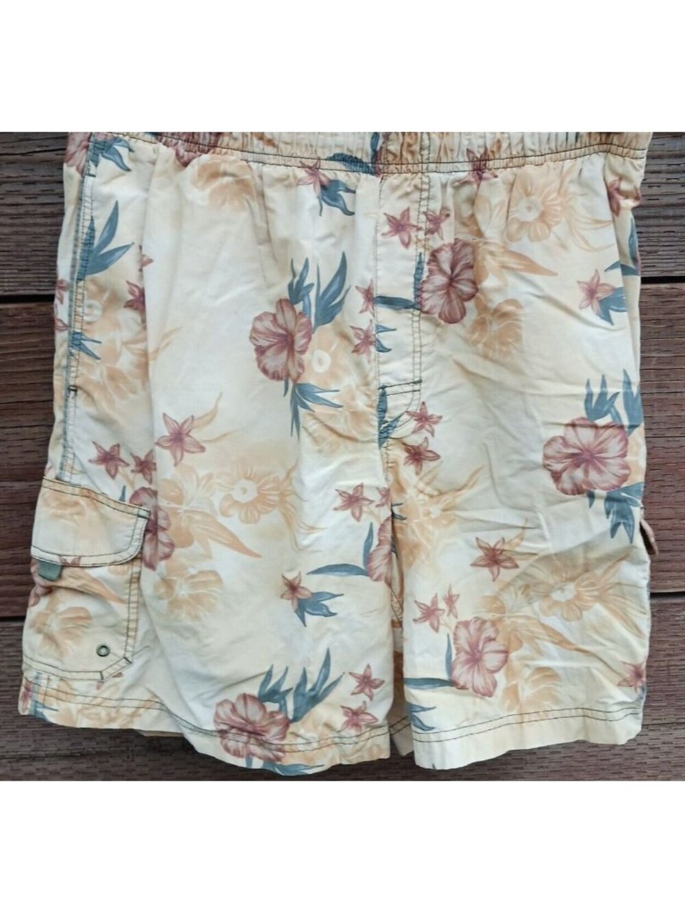 Caribbean Joe Men’s Swim Trunks Shorts Size M Drawstring Pockets Floral #B2